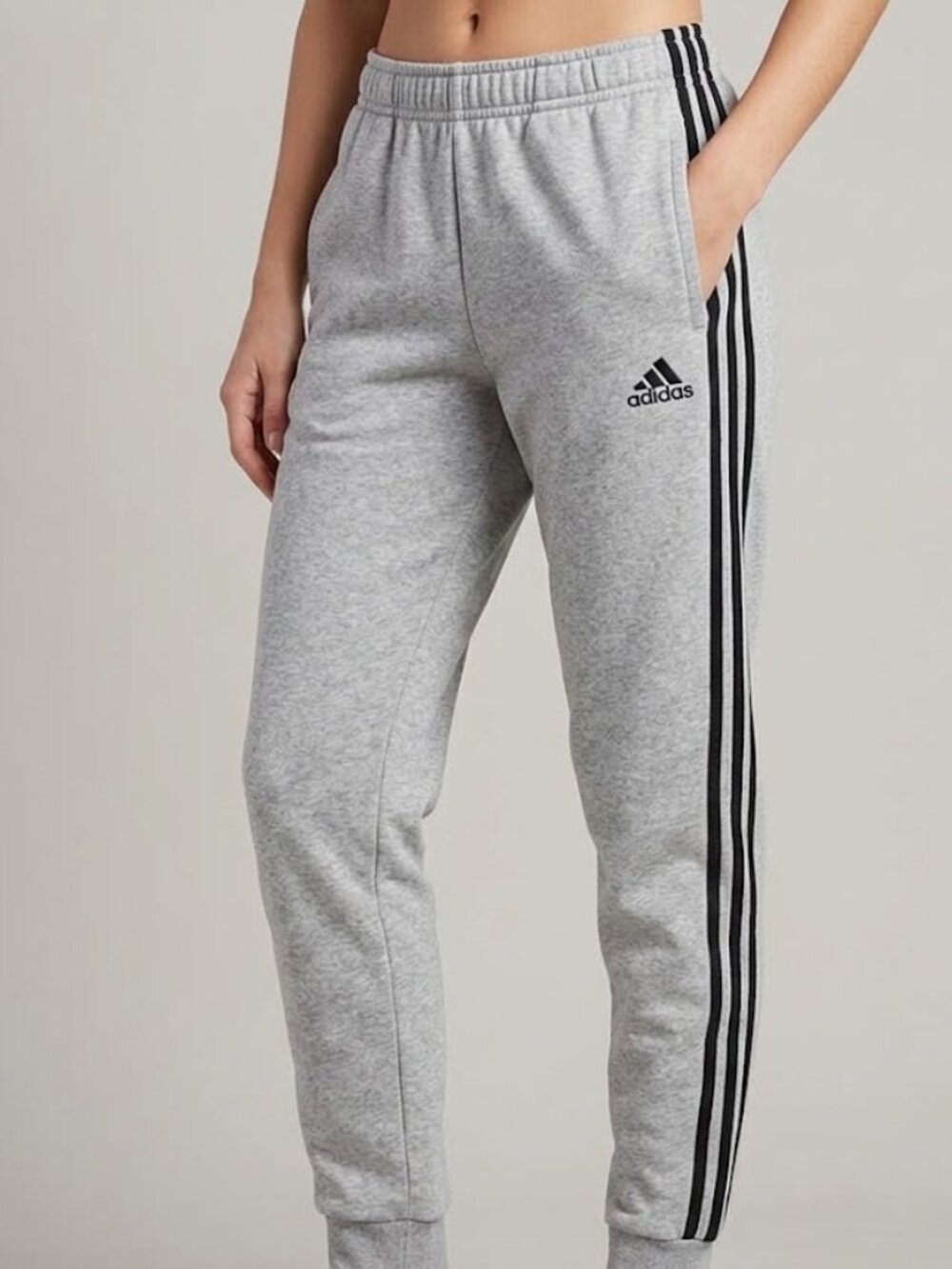 Adidas Gray Joggers with Black Stripes size large